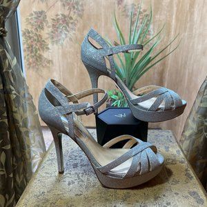 Nina Glittery Silver Stiletto Strappy Sandals